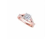 Fine Jewelry Vault UBNR50944EAGVRCZ Criss Cross CZ Engagement Ring in 14K Rose Gold Vermeil