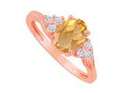 Fine Jewelry Vault UBNR83932P148X6CZCT Oval Shaped Citrine CZ Designer 14K Rose Gold Ring 6 Stones