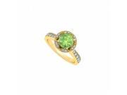 Fine Jewelry Vault UBNR84409Y14CZPR Peridot Designer Engagement Ring In 14K Yellow Gold With CZ 12 Stones