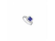 Fine Jewelry Vault UBK385W14DS 101RS4.5 Sapphire Diamond Engagement Ring 14K White Gold 1.50 CT Size 4.5