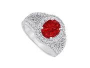 Fine Jewelry Vault UBUNR83069AG9X7CZR Ruby CZ Filigree Ring in 925 Sterling Silver 48 Stones