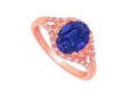 Fine Jewelry Vault UBUNR84214P149X7CZS Sapphire CZ Split Shank Ring in 14K Rose Gold 20 Stones