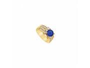Fine Jewelry Vault UBUJ910Y14CZS Created Sapphire CZ Engagement Ring 14K Yellow Gold 2.25 CT TGW 6 Stones