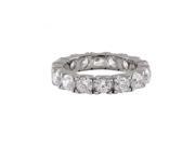 Dlux Jewels Rhodium Plated Sterling Silver 3.5 mm Cubic Zirconia Eternity Ring Size 7