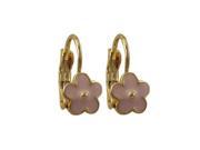 Dlux Jewels 17 mm Pink Enamel Flower Gold Plated Brass Leverback Earrings