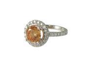 Dlux Jewels Rose Gold Plated Sterling Silver Champagne White Cubic Zirconia Halo Ring 5 in.