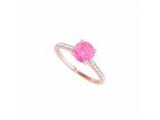 Fine Jewelry Vault UBUNR50804EAGVRCZPS CZ Pink Sapphire Engagement Ring in Rose Gold Vermeil 14 Stones