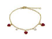 Dlux Jewels Gold Red Heart Bracelet Size 6