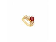 Fine Jewelry Vault UBUJ2777Y14CZR Created Ruby CZ Engagement Ring 14K Yellow Gold 3.25 CT TGW 14 Stones