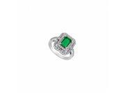 Fine Jewelry Vault UBUJ8409W14CZE 14K White Gold Emerald Cut Simulated Green Emerald CZ Ring of 2.25 CT TGW 12 Stones