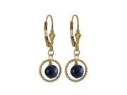 Dlux Jewels Sodalite Blue 6 mm Semi Precious Ball on 10 mm Braided Ring with Gold Filled Lever Back Earrings 1.18 in.