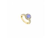 Fine Jewelry Vault UBJ8908Y14DTZ Tanzanite diamond Engagement Ring in 14K Yellow Gold 1 CT 12 Stones