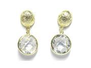 Dlux Jewels 13 mm Gold Plated Brass Earrings with Round White Cubic Zirconia