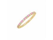 Fine Jewelry Vault UBUGG14YRD131600CZPS Created Pink Sapphire CZ Eternity Bangle 14K Yellow Gold 6 CT TGW 43 Stones