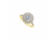 Fine Jewelry Vault UBNR50844AGVYCZ CZ Double Halo Engagement Ring Yellow Gold Vermeil