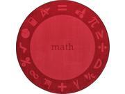 Joy Carpets 1912XLE 04 Math Stem Classroom Seating Round Rug Red 13 ft. 2 in.