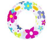 NorthLight Fashion Flower Print Inflatable Swimming Pool Inner Tube Ring Float with Handles 42 in.