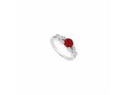 Fine Jewelry Vault UBUJS3322AW14CZR Perfect Engagement Ring Birthstones Rubies CZ 14K White Gold 1 CT TGW 2 Stones