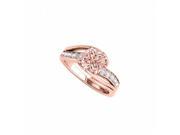 Fine Jewelry Vault UBNR84671AGVRCZMG Split Shank Morganite CZ Ring in 14K Rose Gold Vermeil 2 Stones