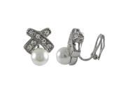 Dlux Jewels SR Pearl Crystal Clip Earrings