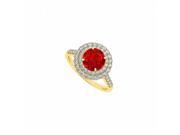 Fine Jewelry Vault UBUNR50844AGVYCZR Ruby CZ Halo Engagement Ring 1.50 CT TGW 32 Stones