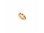 Fine Jewelry Vault UBU14YSQ500CZR16035 CZ Created Ruby Eternity Band 14K Yellow Gold 5 CT TGW 10 Stones