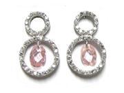 Dlux Jewels Sterling Silver Pink Circle Earrings Cubic Zirconia