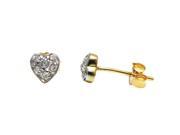 Dlux Jewels TT Sterling Silver Two Tone Heart Cubic Zirconia Earrings