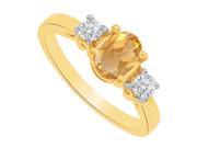 Fine Jewelry Vault UBNR83437Y149X7CZCT Oval Citrine CZ Three Stone Engagement Ring 2 Stones