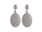 Dlux Jewels Rhodium Plated Sterling Silver 14 x 19 mm Oval Dangling Micro Pave Cubic Zirconia Post Earrings 1.2 in.
