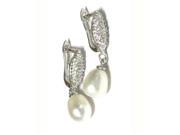 Dlux Jewels Sterling Silver White Cubic Zirconia Earrings with Pearl