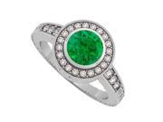Fine Jewelry Vault UBUNR50293AGCZE Emerald CZ Engagement Ring in Sterling Silver 6 Stones