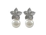 Dlux Jewels Silver Flower Pearl Earrings