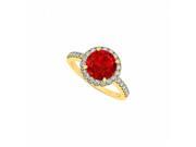 Fine Jewelry Vault UBUNR84062AGVYCZR CZ July Birthstone Ruby Halo Engagement Ring 18K Gold Vermeil 2.50 CT TGW 30 Stones