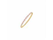 Fine Jewelry Vault UBUGG14YRD131500CZPS Created Pink Sapphire CZ Eternity Bangle 14K Yellow Gold 5 CT TGW 44 Stones