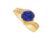 Fine Jewelry Vault UBUNR82556Y149X7CZS Sapphire CZ Semi Swirl Ring in 14K Yellow Gold 4 Stones