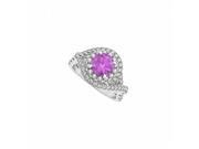 Fine Jewelry Vault UBNR50827AGCZAM Amethyst CZ Engagement Ring in 925 Sterling Silver 64 Stones