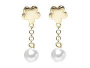 Dlux Jewels Gold Flower Earrings with Pearl 7 x 7 mm