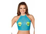 Roma Costume T3248 Turq O S Sheer Top with Alien Heads Turquoise One Size