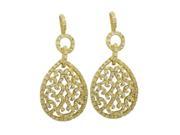 Dlux Jewels Gold Plated Sterling Silver Filigree Teardrop Post Earrings 1.89 in.