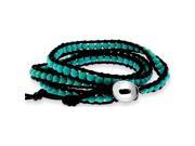 Doma Jewellery MAS03198 Triple Wrap Bracelet with Turquoise Leather Cord and Stainless Steel Clasp