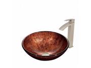 VIGO Mahogany Moon Glass Vessel Sink and Duris Faucet Set in Brushed Nickel Finish