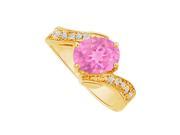 Fine Jewelry Vault UBUNR82556Y149X7CZPS Pink Sapphire CZ Semi Swirl Ring in 14K Yellow Gold 4 Stones