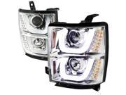 Spec D Tuning 2LHP SIV14 TM Chrome Projector Headlights with LED for 14 to 16 Chevrolet Silverado 20 x 21 x 25 in.