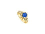 Fine Jewelry Vault UBUNR83880AGVYCZS Cool Sapphire CZ Ring in 18K Yellow Gold Vermeil 16 Stones