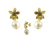 Dlux Jewels Gold Filled Flower with Hanging Pearl