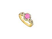 Fine Jewelry Vault UBUNR83893AGVYCZPS Pink Sapphire CZ Ring in Yellow Gold Vermeil 52 Stones