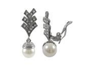 Dlux Jewels SR Pearl Crystal Clip Earrings