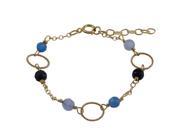 Dlux Jewels Lapis 4 mm Semi Precious Faceted Stones with Gold Filled 8mm Rings Bracelet 5 x 1 in.