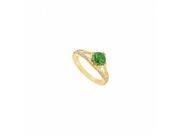 Fine Jewelry Vault UBUJ8205Y14CZE Created Emerald CZ Engagement Ring in 14K Yellow Gold 1 CT TGW 46 Stones